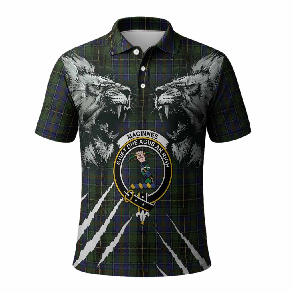 MacInnes (McInnes) Tartan Crest Polo Shirt Ferocious Lion Style