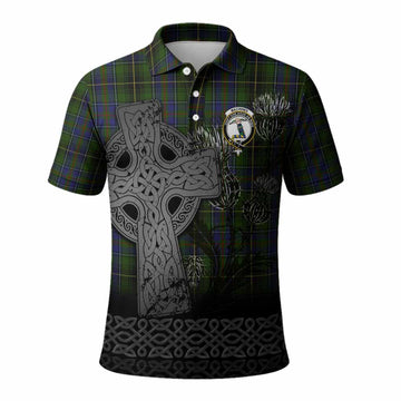 MacInnes (McInnes) Tartan Crest Polo Shirt Grunge Celtic Cross Scottish Thistle