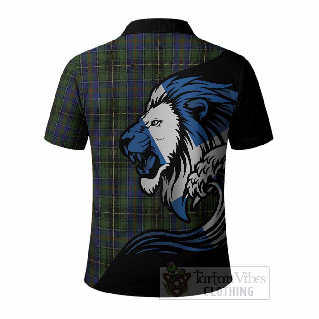 MacInnes (McInnes) Tartan Crest Polo Shirt Scottish Golden Lions Wave Flow