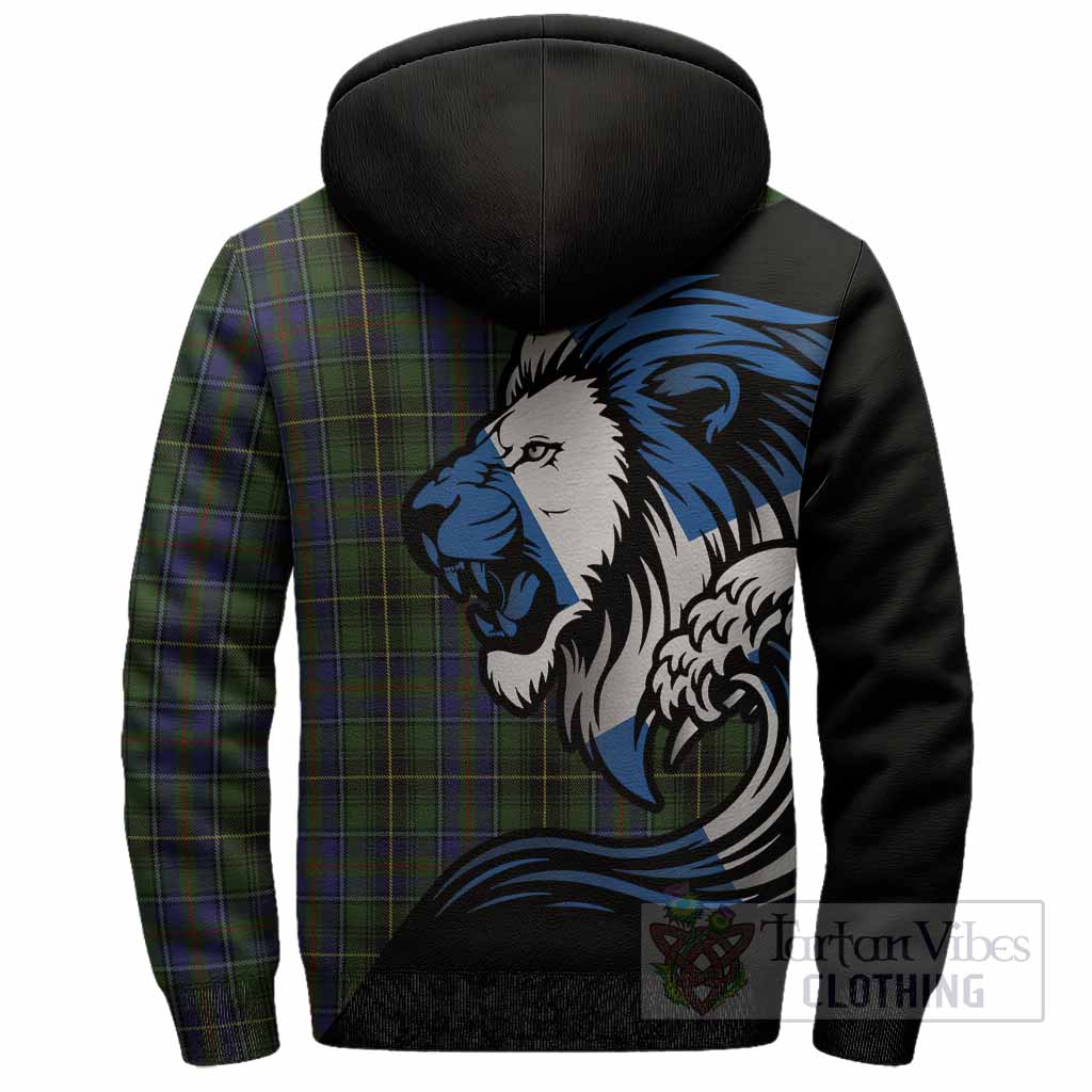 MacInnes (McInnes) Tartan Crest Sherpa Hoodie Scottish Golden Lions Wave Flow