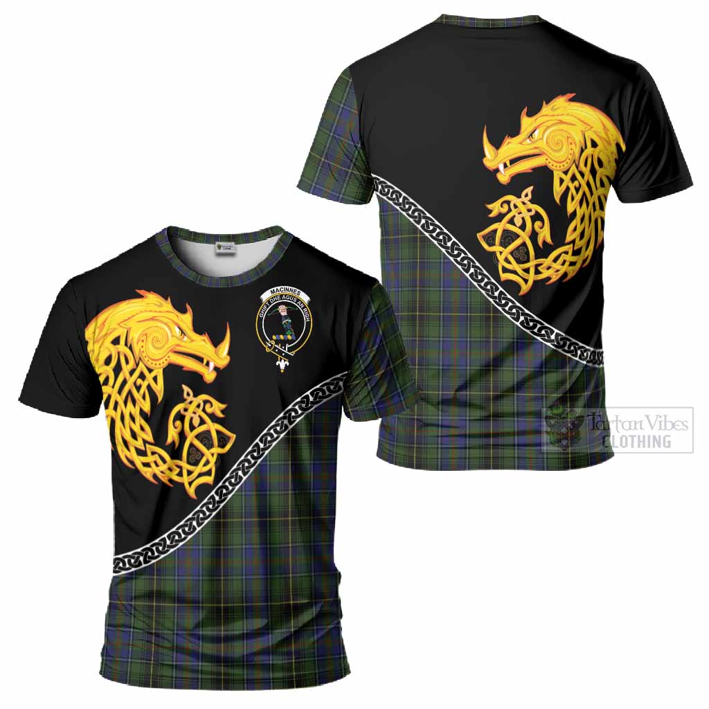 MacInnes (McInnes) Tartan Crest T-Shirt Legendary Dragon Knot Half Style