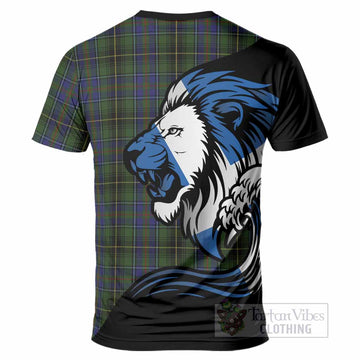 MacInnes (McInnes) Tartan Crest T-Shirt Scottish Golden Lions Wave Flow