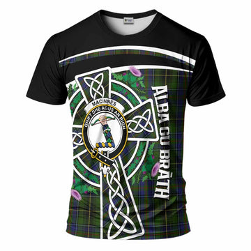 MacInnes (McInnes) Tartan Crest T-Shirt Scottish Thistle Celtic Cross Alba Gu Brath