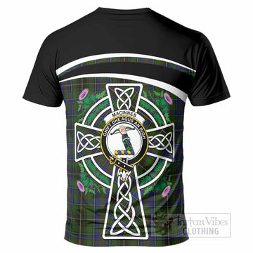 MacInnes (McInnes) Tartan Crest T-Shirt Scottish Thistle Celtic Cross Alba Gu Brath