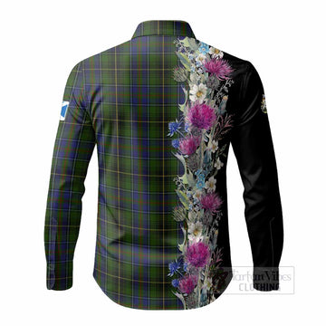MacInnes (McInnes) Tartan Crest Thistle Floral Long Sleeve Button Shirts - Tartan Vibes Clothing