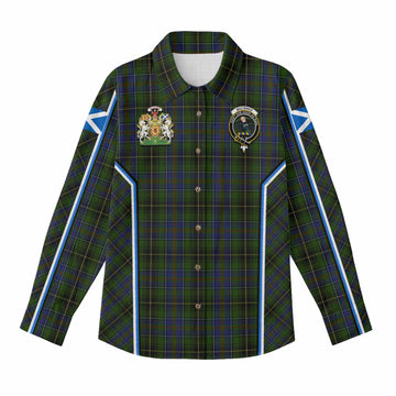 MacInnes (McInnes) Tartan Crest Women Casual Shirt Scotland Coat of Arm Flag Style - Tartan Vibes Clothing