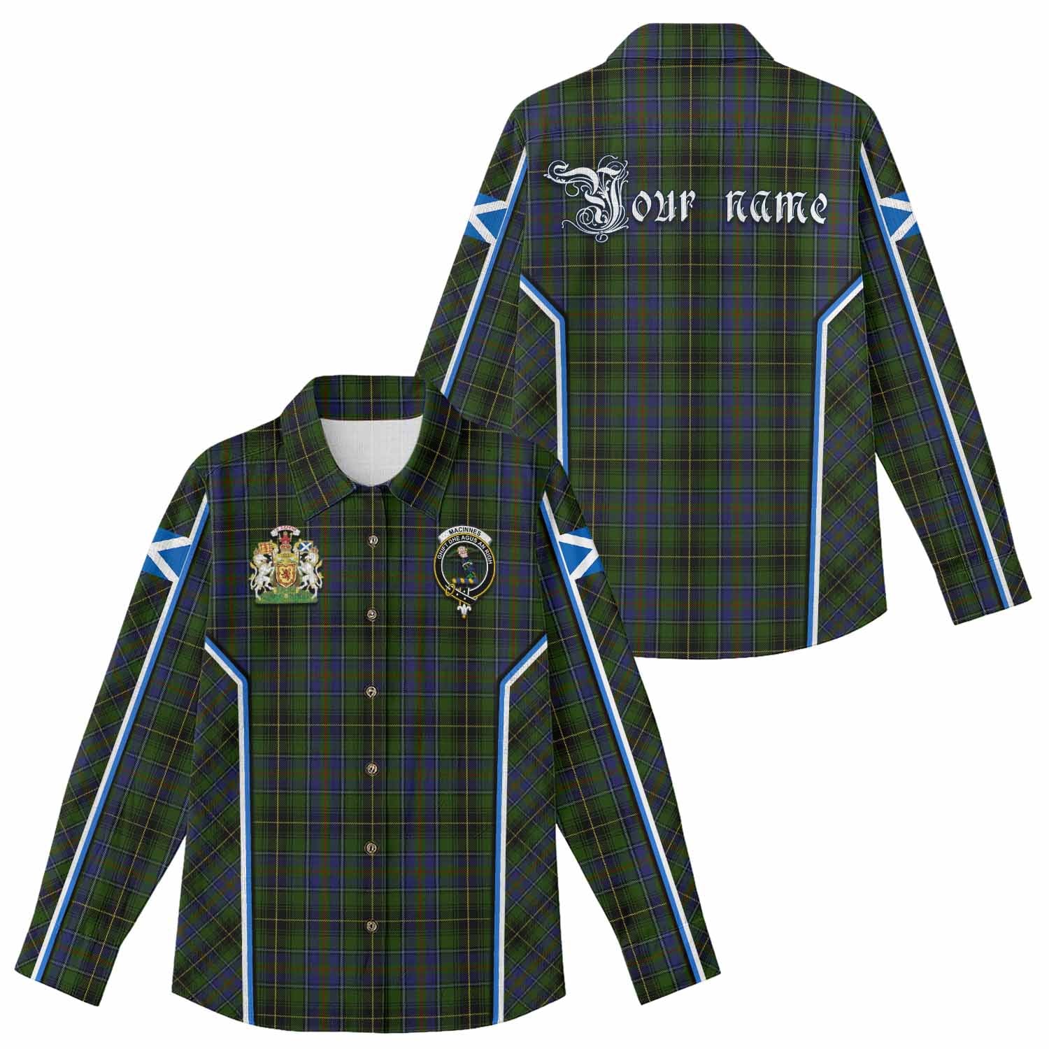 MacInnes (McInnes) Tartan Crest Women Casual Shirt Scotland Coat of Arm Flag Style - Tartan Vibes Clothing