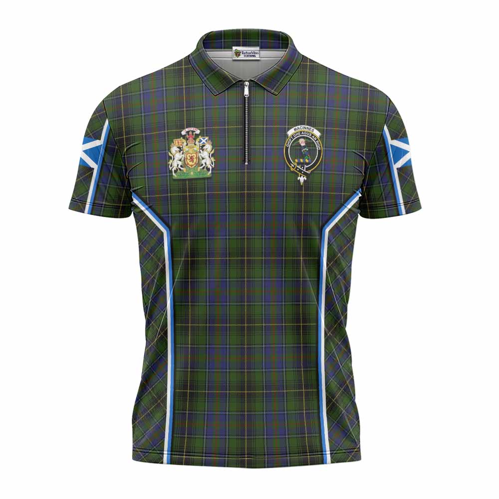 MacInnes (McInnes) Tartan Crest Zipper Polo Shirt Scotland Coat of Arm Flag Style - Tartan Vibes Clothing