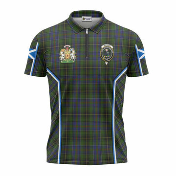 MacInnes (McInnes) Tartan Crest Zipper Polo Shirt Scotland Coat of Arm Flag Style