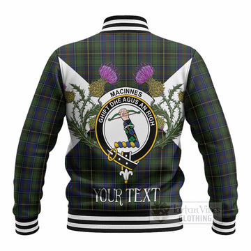 MacInnes (McInnes) Tartan Family Crest Baseball Jacket Scottish Burns Night Thistle Floral