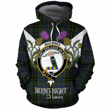 MacInnes (McInnes) Tartan Family Crest Cotton Hoodie Scottish Burns Night Thistle Floral