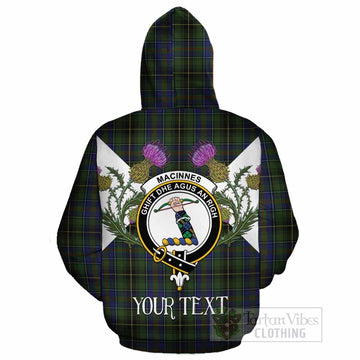 MacInnes (McInnes) Tartan Family Crest Cotton Hoodie Scottish Burns Night Thistle Floral