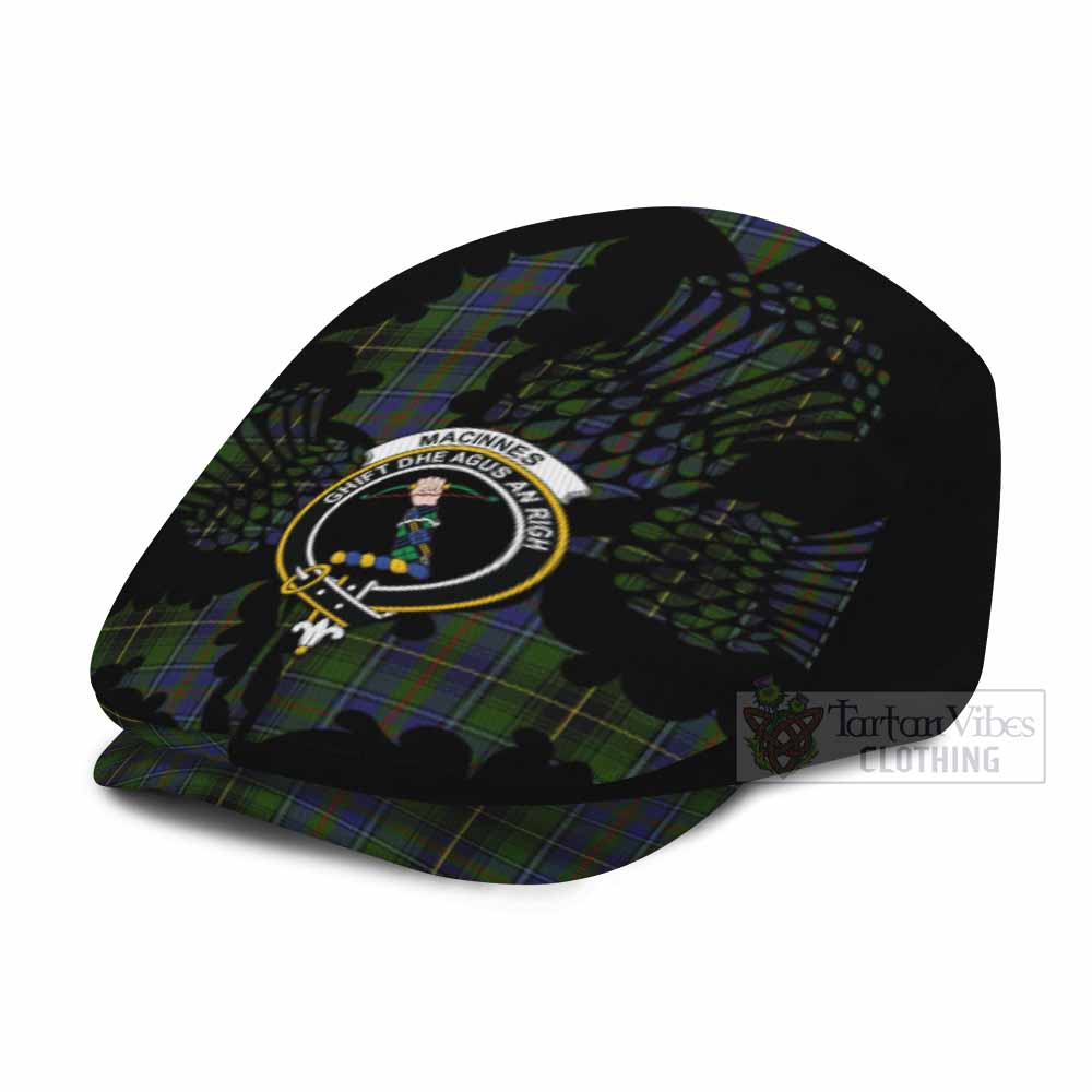 MacInnes (McInnes) Tartan Family Crest Flat Cap, Jeff Cap Scotland Thistle Floral