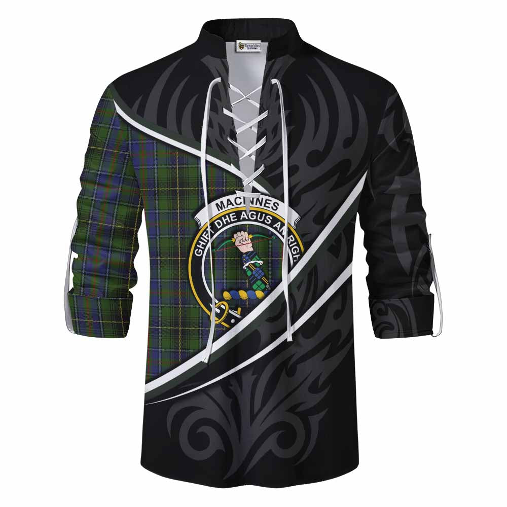 MacInnes (McInnes) Tartan Family Crest Ghillie Kilt Shirt Celtic Scottish Thistle Floral - Tartan Vibes Clothing