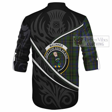 MacInnes (McInnes) Tartan Family Crest Ghillie Kilt Shirt Celtic Scottish Thistle Floral