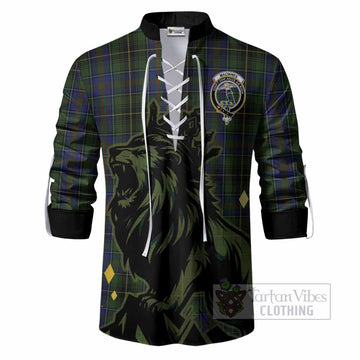 MacInnes (McInnes) Tartan Family Crest Ghillie Shirt Crowned Lion Roaring