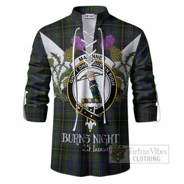MacInnes (McInnes) Tartan Family Crest Ghillie Shirt Scottish Burns Night Thistle Floral