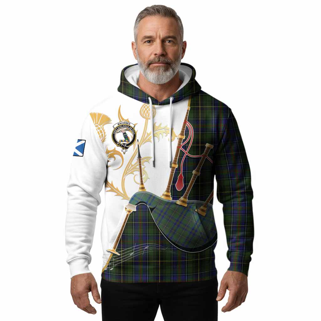 MacInnes (McInnes) Tartan Family Crest Hoodie Bagpipes with Scottish Thistle