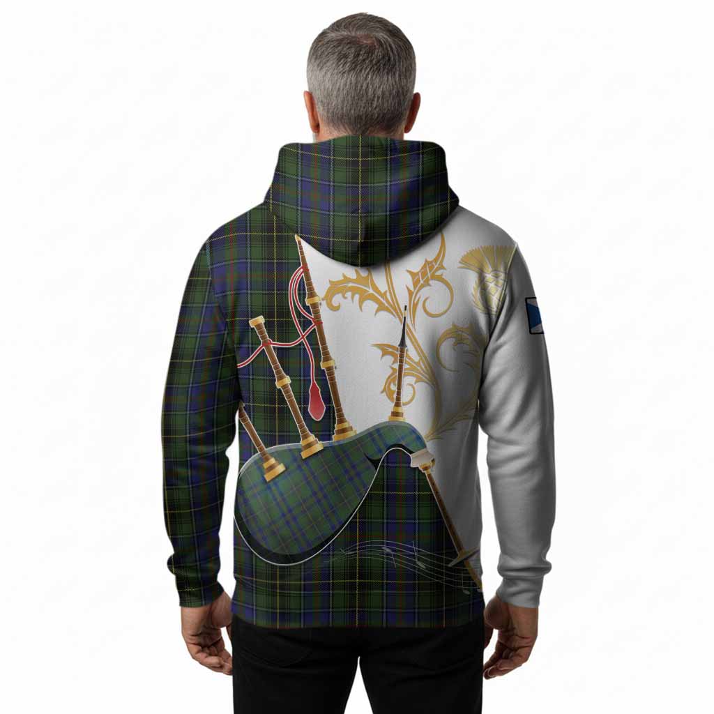 MacInnes (McInnes) Tartan Family Crest Hoodie Bagpipes with Scottish Thistle