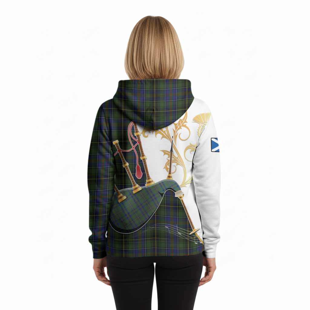 MacInnes (McInnes) Tartan Family Crest Hoodie Bagpipes with Scottish Thistle