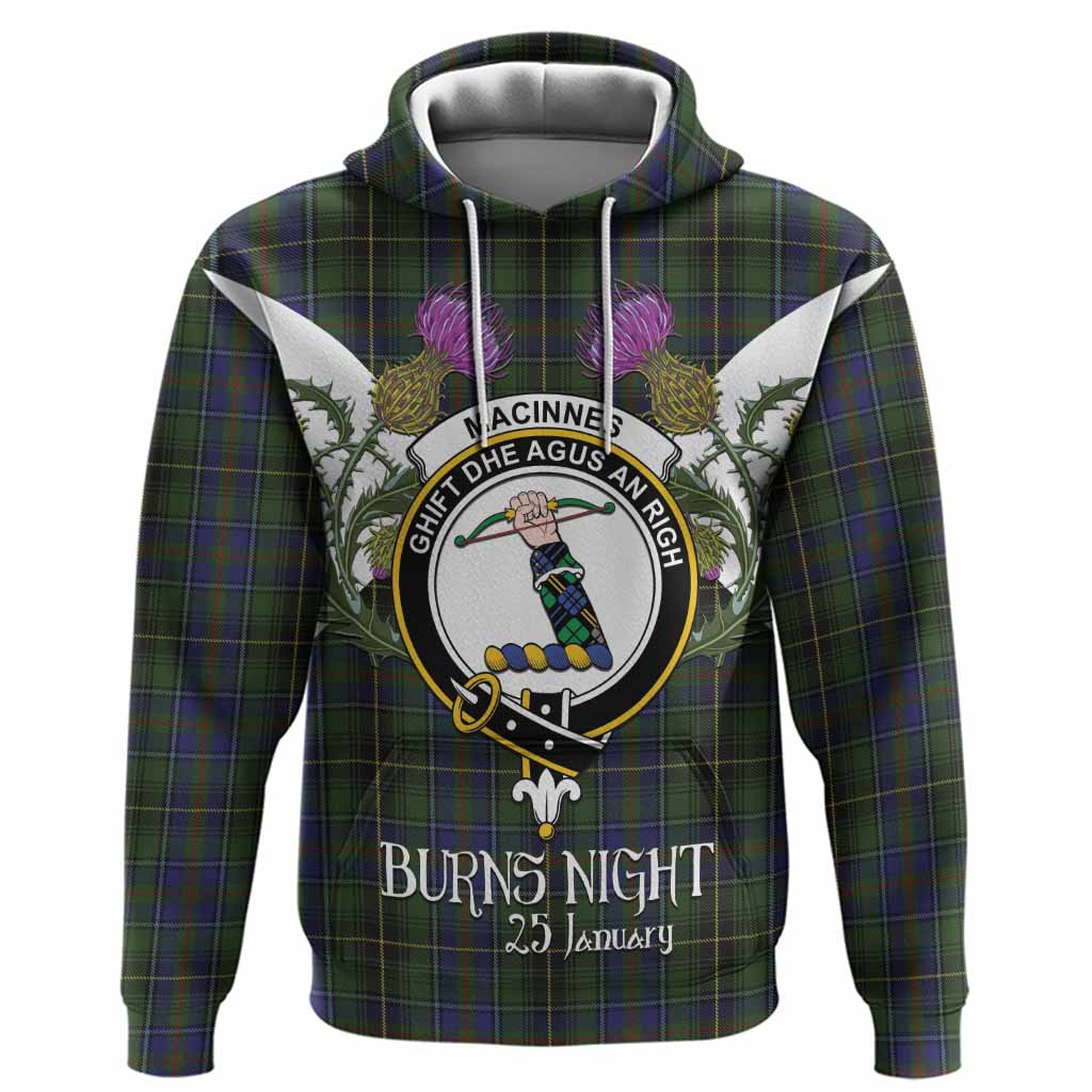 MacInnes (McInnes) Tartan Family Crest Hoodie Scottish Burns Night Thistle Floral