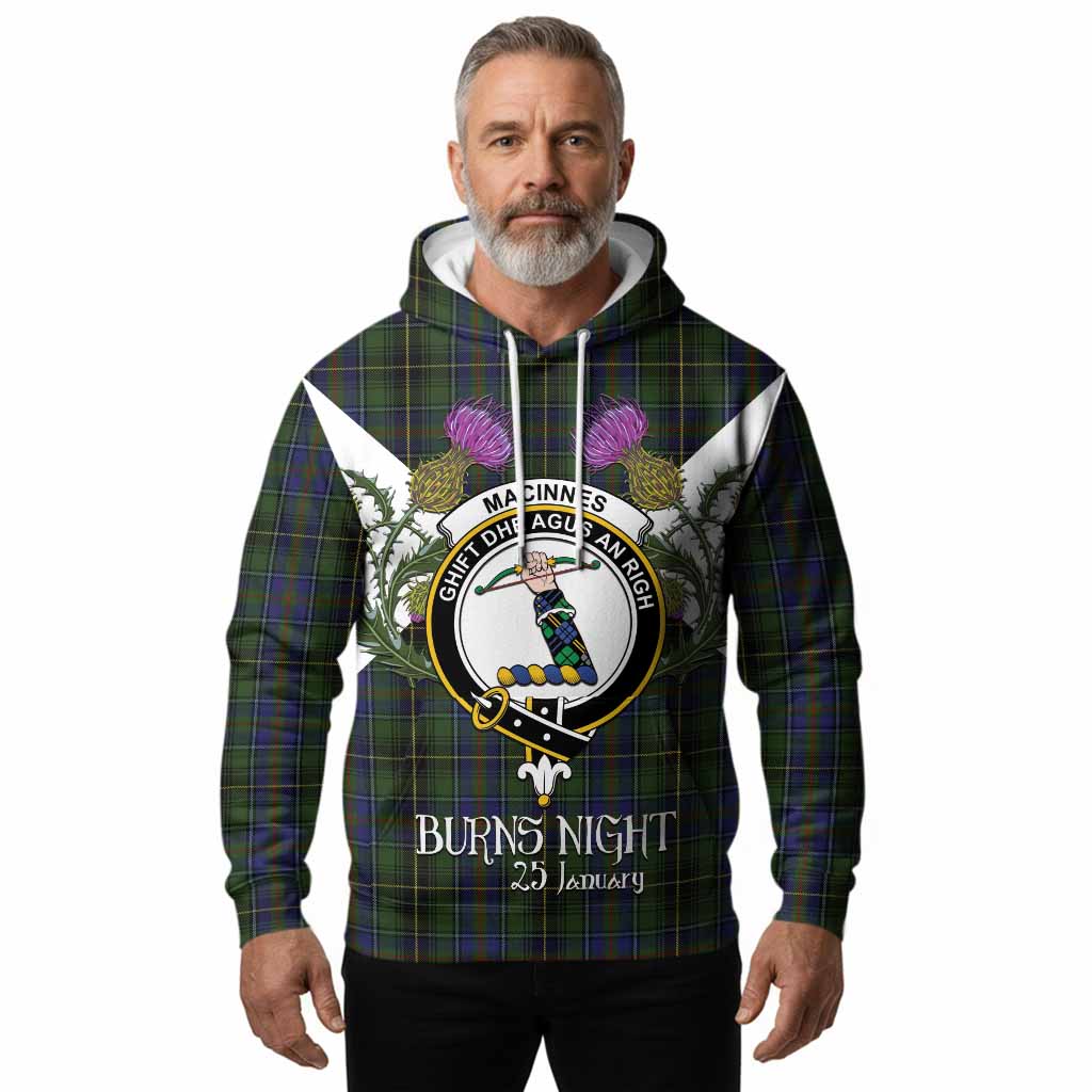 MacInnes (McInnes) Tartan Family Crest Hoodie Scottish Burns Night Thistle Floral