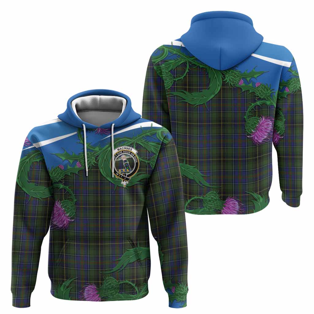 MacInnes (McInnes) Tartan Family Crest Hoodie Thistle in Minimalism