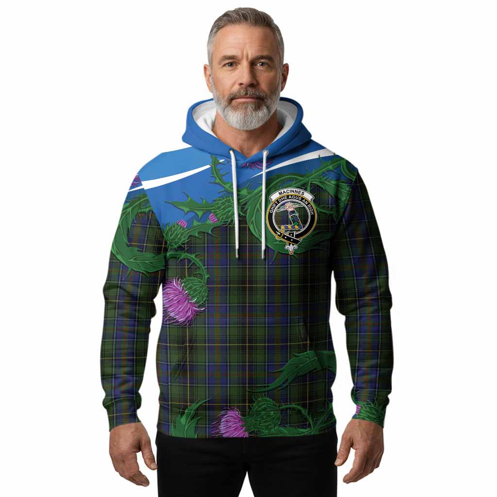 MacInnes (McInnes) Tartan Family Crest Hoodie Thistle in Minimalism