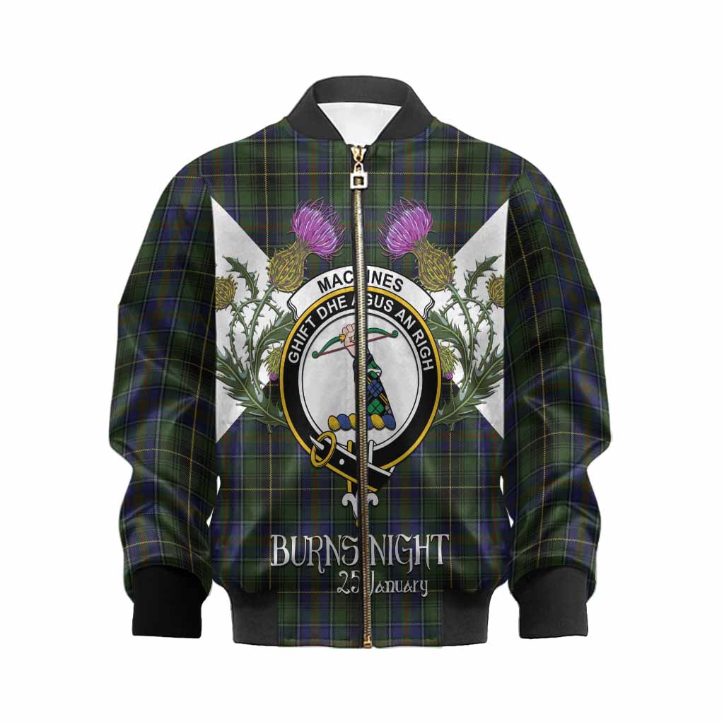 MacInnes (McInnes) Tartan Family Crest Kid Bomber Jacket Scottish Burns Night Thistle Floral
