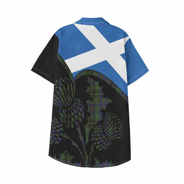 MacInnes (McInnes) Tartan Family Crest Kid Hawaiian Shirt Scotland Thistle Floral Flag Style