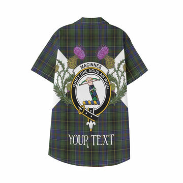MacInnes (McInnes) Tartan Family Crest Kid Hawaiian Shirt Scottish Burns Night Thistle Floral