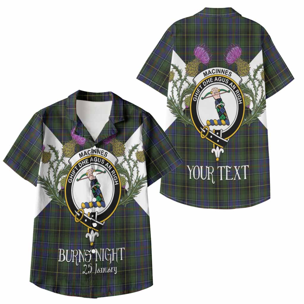 MacInnes (McInnes) Tartan Family Crest Kid Hawaiian Shirt Scottish Burns Night Thistle Floral