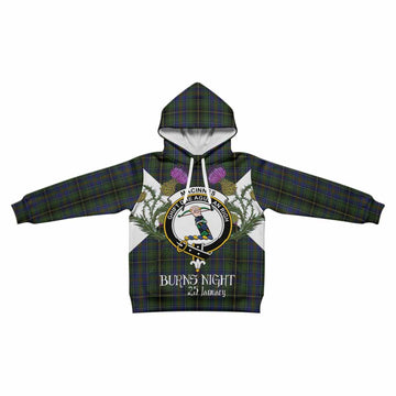 MacInnes (McInnes) Tartan Family Crest Kid Hoodie Scottish Burns Night Thistle Floral