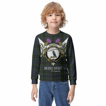 MacInnes (McInnes) Tartan Family Crest Kid Knitted Sweatshirt Scottish Burns Night Thistle Floral