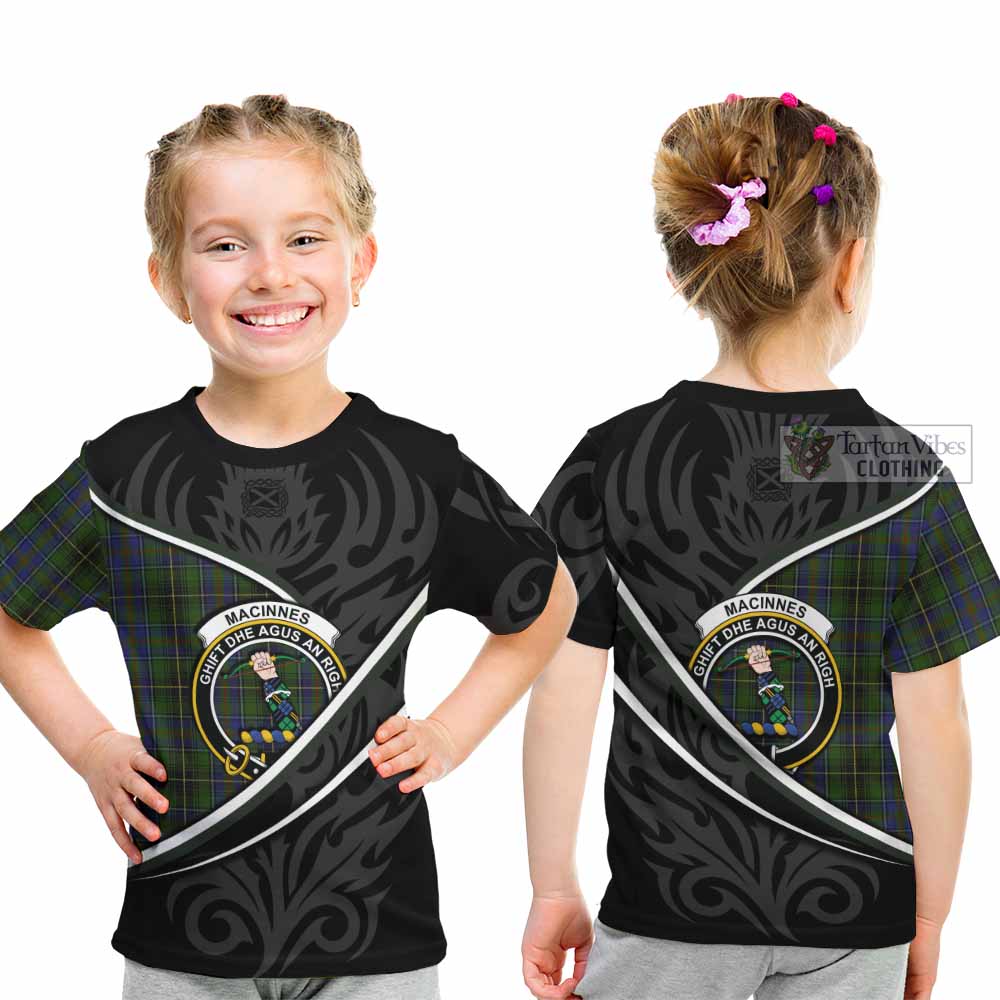 MacInnes (McInnes) Tartan Family Crest Kid T-shirt Celtic Scottish Thistle Floral - Tartan Vibes Clothing