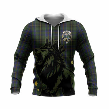 MacInnes (McInnes) Tartan Family Crest Knitted Hoodie Crowned Lion Roaring