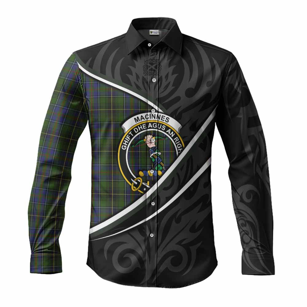 MacInnes (McInnes) Tartan Family Crest Long Sleeve Button Shirts Celtic Scottish Thistle Floral - Tartan Vibes Clothing