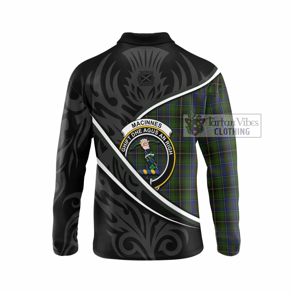 MacInnes (McInnes) Tartan Family Crest Long Sleeve Polo Shirt Celtic Scottish Thistle Floral - Tartan Vibes Clothing