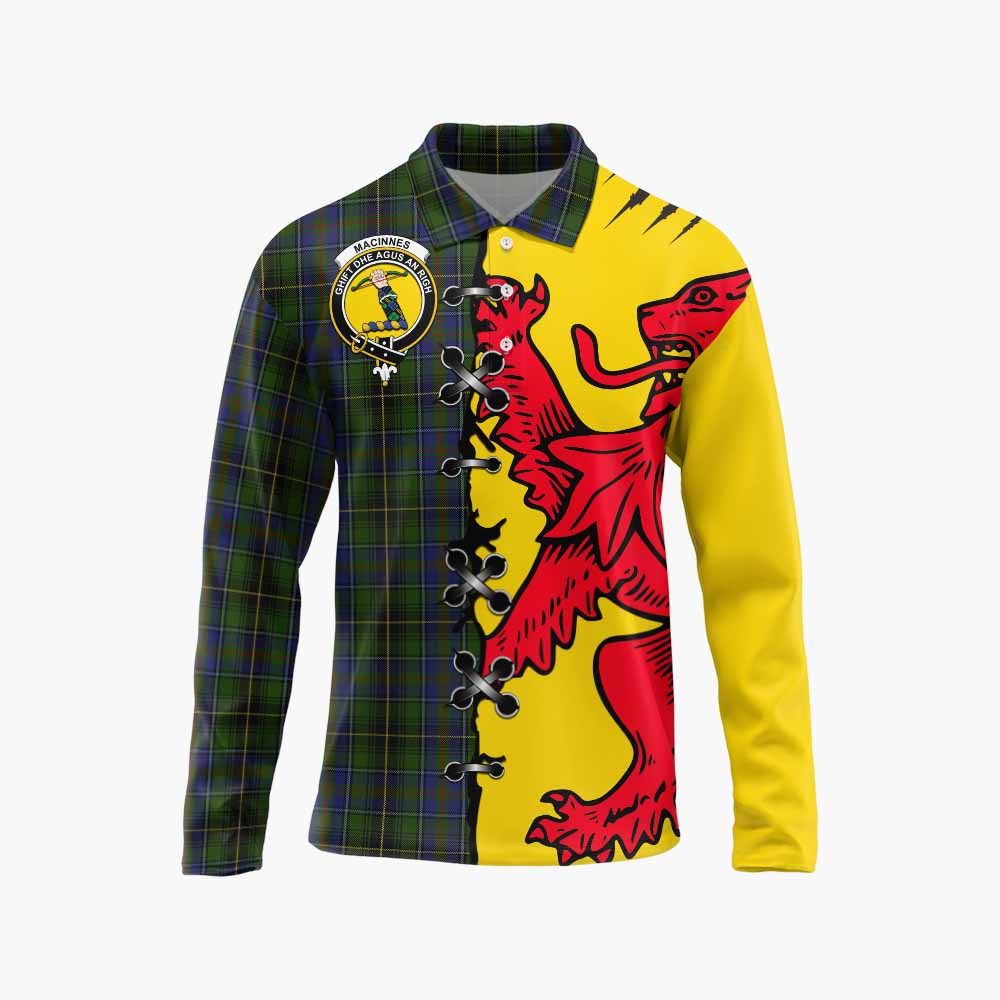MacInnes (McInnes) Tartan Family Crest Long Sleeve Polo Shirt Lion Rampant Honor - Tartan Vibes Clothing
