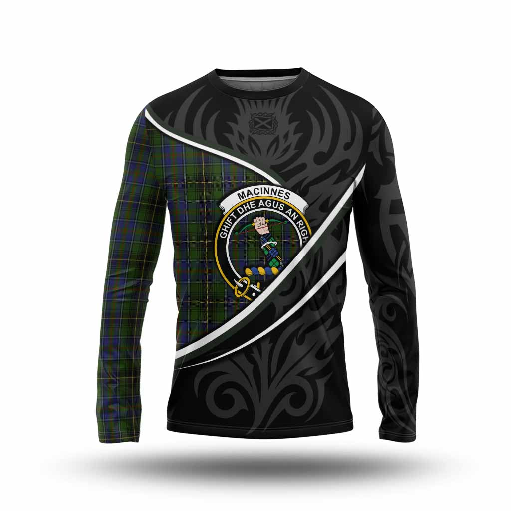 MacInnes (McInnes) Tartan Family Crest Long Sleeve T-Shirt Celtic Scottish Thistle Floral - Tartan Vibes Clothing