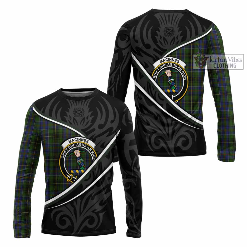MacInnes (McInnes) Tartan Family Crest Long Sleeve T-Shirt Celtic Scottish Thistle Floral - Tartan Vibes Clothing
