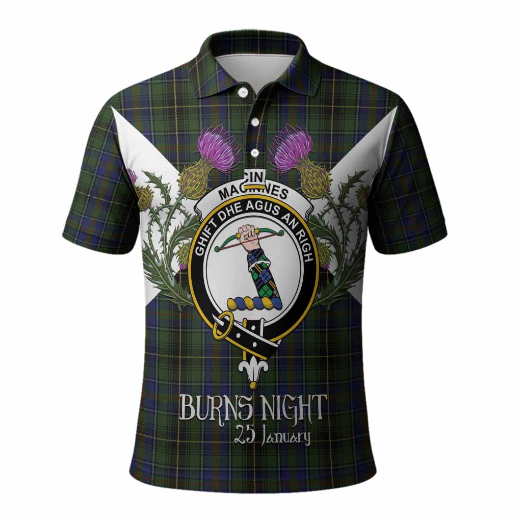 MacInnes (McInnes) Tartan Family Crest Polo Shirt Scottish Burns Night Thistle Floral
