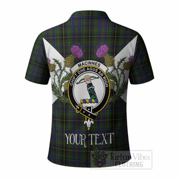 MacInnes (McInnes) Tartan Family Crest Polo Shirt Scottish Burns Night Thistle Floral