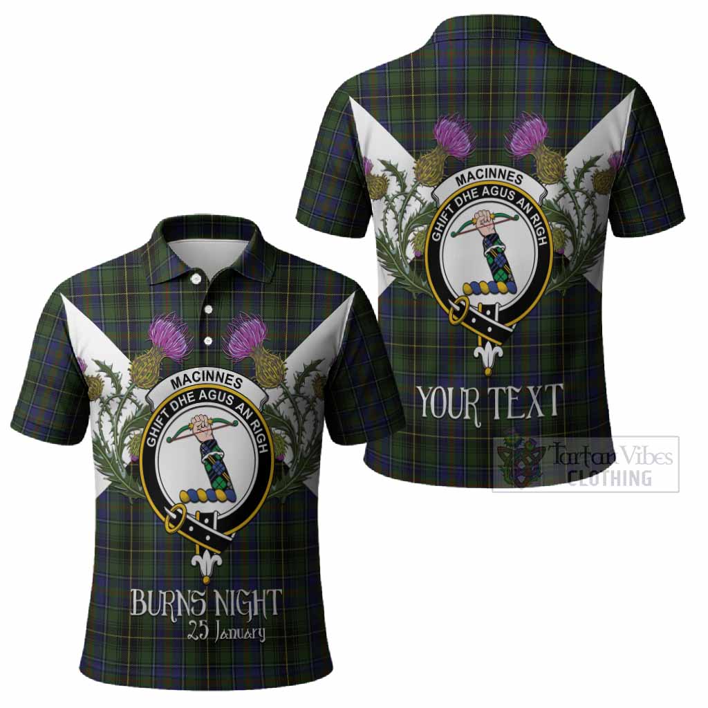 MacInnes (McInnes) Tartan Family Crest Polo Shirt Scottish Burns Night Thistle Floral