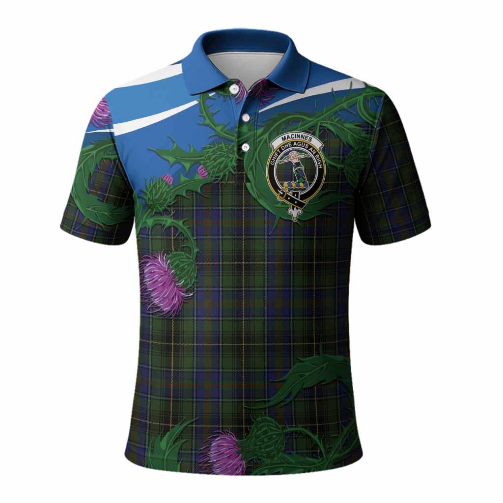 MacInnes (McInnes) Tartan Family Crest Polo Shirt Thistle in Minimalism