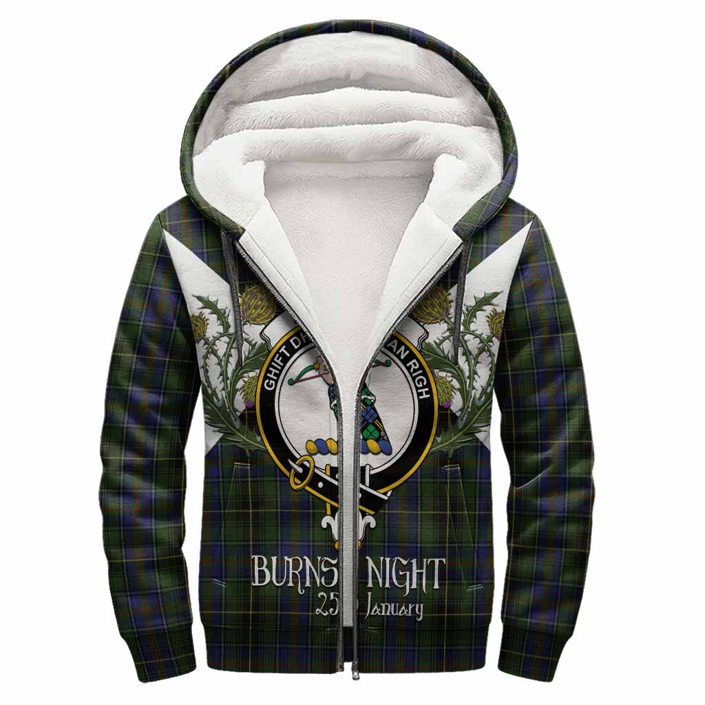 MacInnes (McInnes) Tartan Family Crest Sherpa Hoodie Scottish Burns Night Thistle Floral