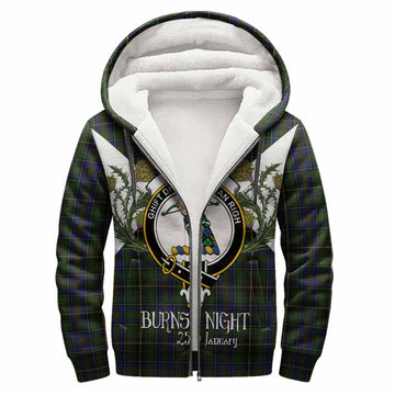 MacInnes (McInnes) Tartan Family Crest Sherpa Hoodie Scottish Burns Night Thistle Floral