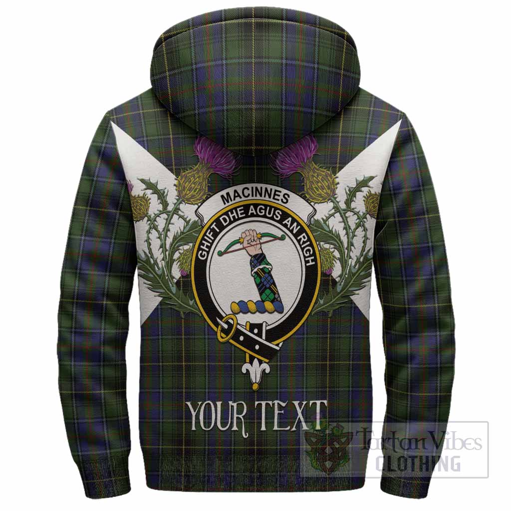 MacInnes (McInnes) Tartan Family Crest Sherpa Hoodie Scottish Burns Night Thistle Floral