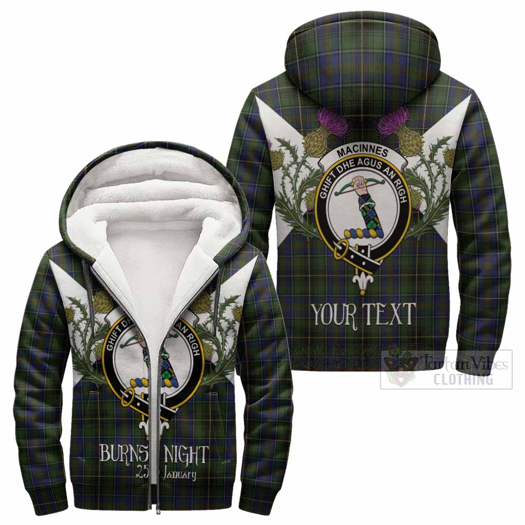 MacInnes (McInnes) Tartan Family Crest Sherpa Hoodie Scottish Burns Night Thistle Floral