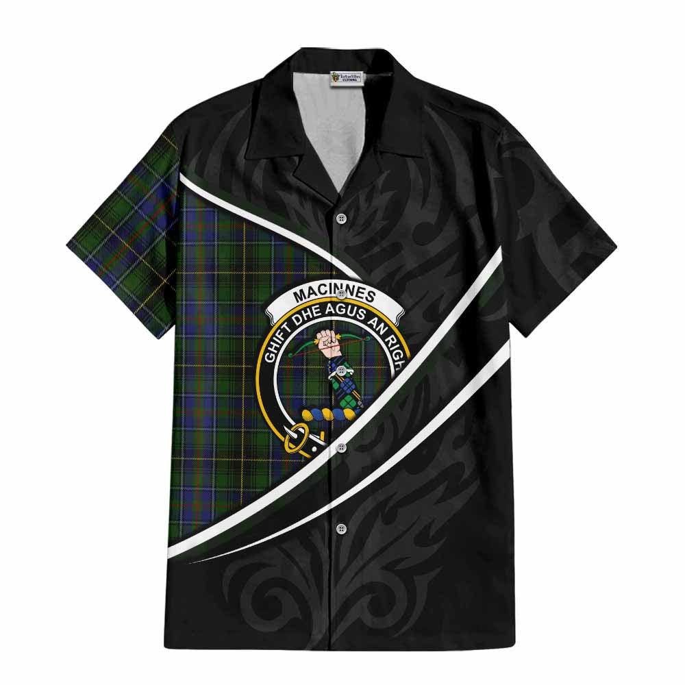 MacInnes (McInnes) Tartan Family Crest Short Sleeve Button Shirt Celtic Scottish Thistle Floral - Tartan Vibes Clothing
